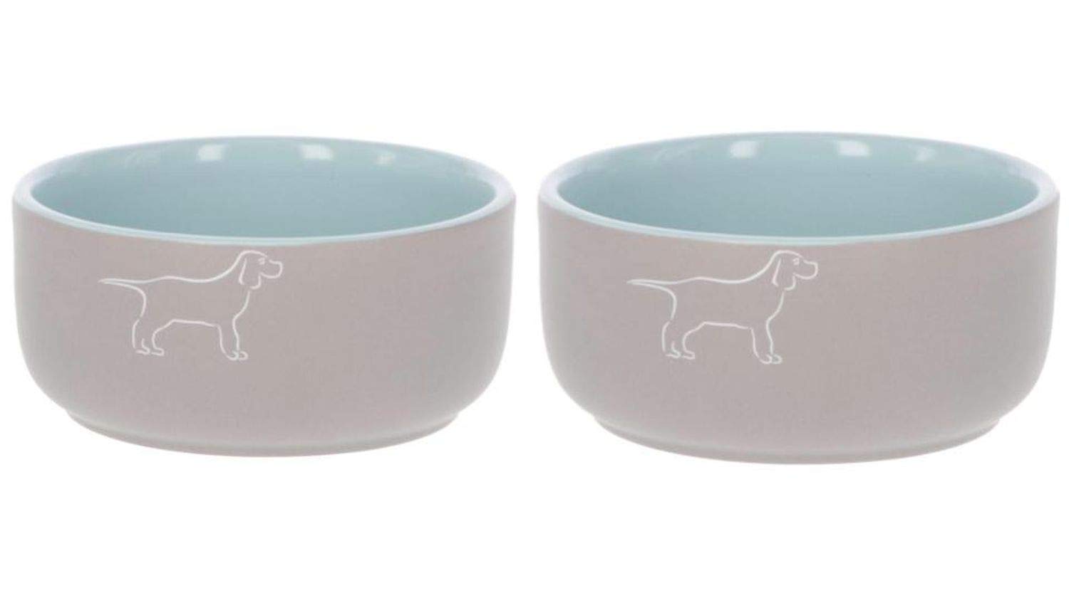 Cajou 2 er Set Keramiknapf für Hunde Dog Spirit - Futternapf und Wassernapf für Hunde (2 x 1000 ml)