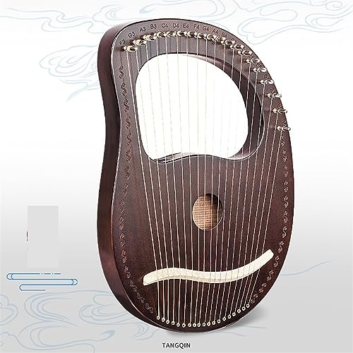 WowZza Kleine Lyra-Harfe, Tragbare Lea-Harfe Für Männer Und Frauen, Anfänger-Musikalisches Anfängerinstrument, 21-Saitige Harfe/19-Saiter-Bo* Style-Braun