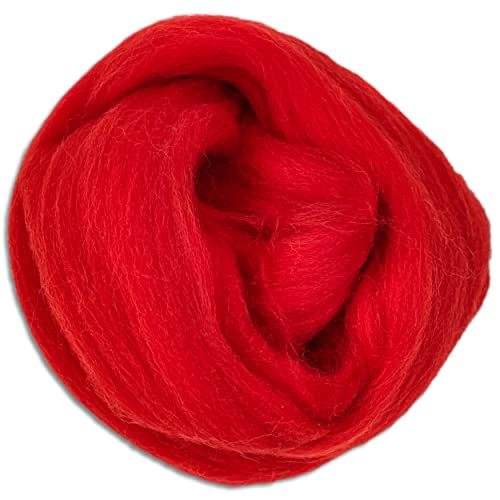 Wooliny 500 g Filzwolle Merinowolle Märchenwolle | 35 Farben zur Auswahl (11 | Rot)