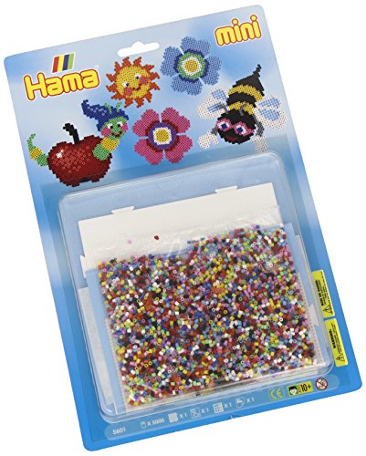 Hama Perlen 5601 Set Wiese mit ca. 5.000 bunten Mini Bügelperlen mit Durchmesser 2,5 mm, Stiftplatte, inkl. Bügelpapier, kreativer Bastelspaß für Groß und Klein