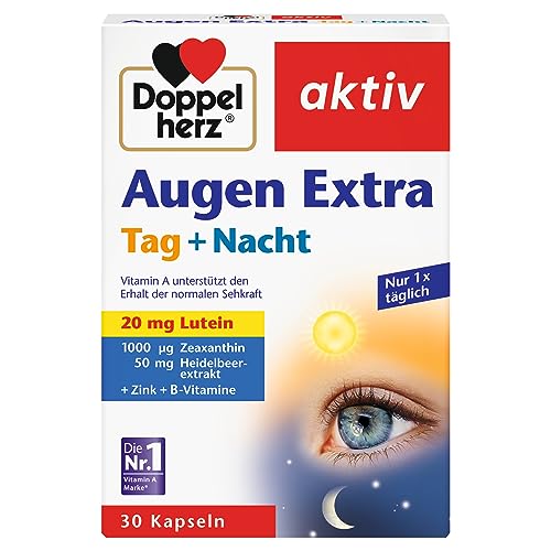 Doppelherz Augen Extra Tag + Nacht Vitamin A und Zink als Beitrag für den Erhalt der Sehkraft - bei Tag und Nacht, 3x30 Kapseln