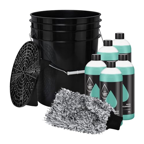 BenBow Autowäsche Set: 20-Liter-Wascheimer mit Schmutzsieb + Waschhandschuh + 5L Autoshampoo-Konzentrat - perfekt für effektive und lackschonende Reinigung