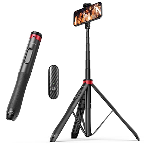ATUMTEK Selfie-Stick 130CM 3 in 1 Selfie Stick Bluetooth Teleskop Selfie Stick Stativ mit Abnehmbarer Fernbedienung Telefon Stativ für iPhone 13 Pro Max, Samsung und andere Smartphones
