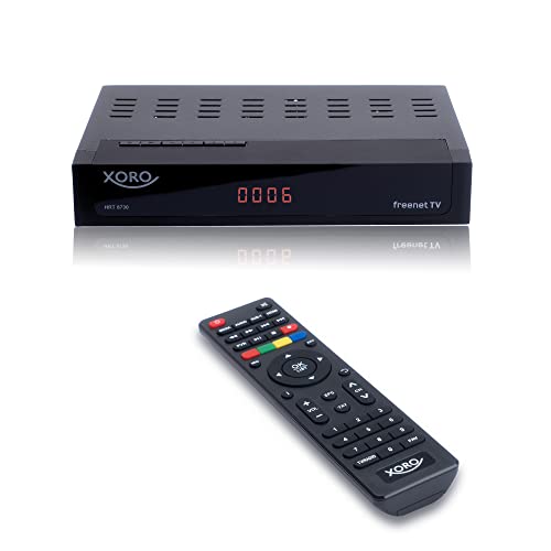Xoro HRT 8730 Hybrid DVB-C/DVB-T/T2 Receiver (HDTV H.265, kartenloses Irdeto-Zugangssystem für Freenet TV, Kabelfernsehen, Mediaplayer, PVR Ready, HDMI, USB 2.0, 12V) schwarz