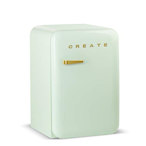 CREATE / RETRO FRIDGE 83.5 GOLD/Kühlschrank Pastellgrün, Türgriff, Griff Gold/Minibar, Gefrierkapazität, 83.5 cm