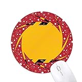Logo Black and Yellow Strips Car Leading Line Wheel Maus Pad Round Red Rubber