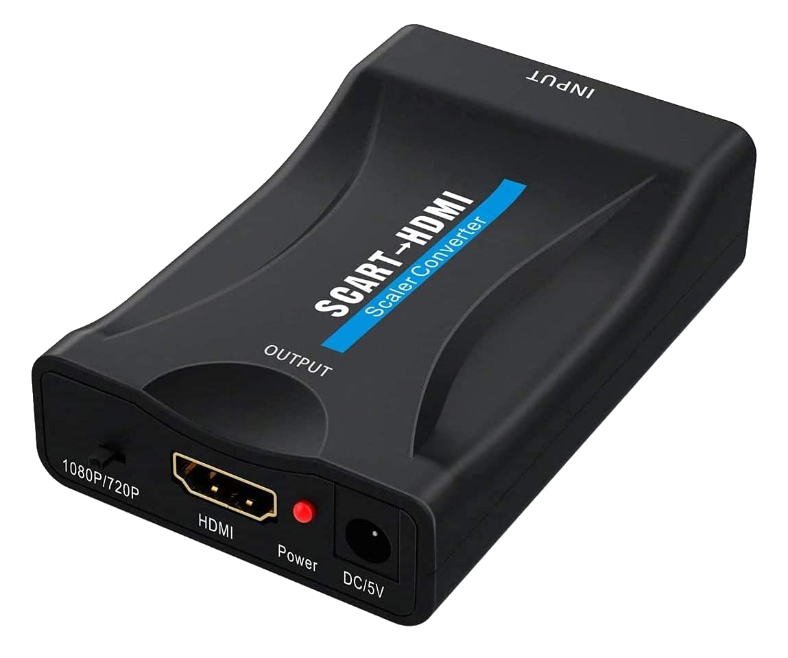 PremiumCord Konverter SCART zu HDMI mit 230V Netzteil, Auflösung Full HD 1080p, Farbe Schwarz