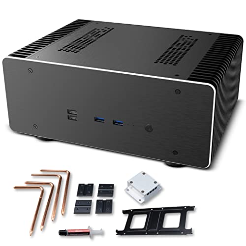 Akasa Maxwell Pro Plus, Aluminium Fanless Mini-ITX Case, LGA1700 Ready, Thermal Kit Included, Small Form Factor Computer Chassis for Gaming & HTPC & Audiophile Environments, A-ITX48-M2B