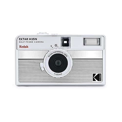 KODAK EKTAR H35N Halbformat-Filmkamera, 35 mm, wiederverwendbar, Bulb-Funktion, Sternfilter, beschichtetes, Objektiv (Film und AAA-Batterie sind nicht im Lieferumfang enthalten) (Gestreiftes Silber)