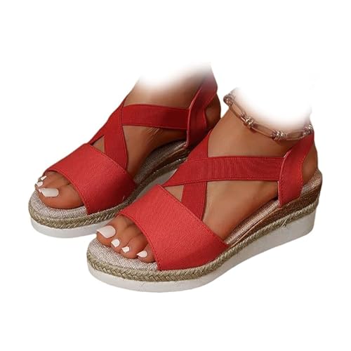 AHYXHY Vianys Women's Comfy Wedge Heel Sandals, Vianys Sandals, Vianys Shoes, Vianys Wedge Sandals (Red,42)