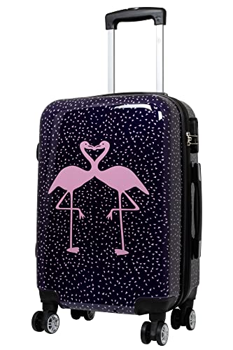 Trendyshop365 Hartschale Handgepäck Koffer Pink Kissing Flamingo 57 cm 38 Liter 4 Räder bunt
