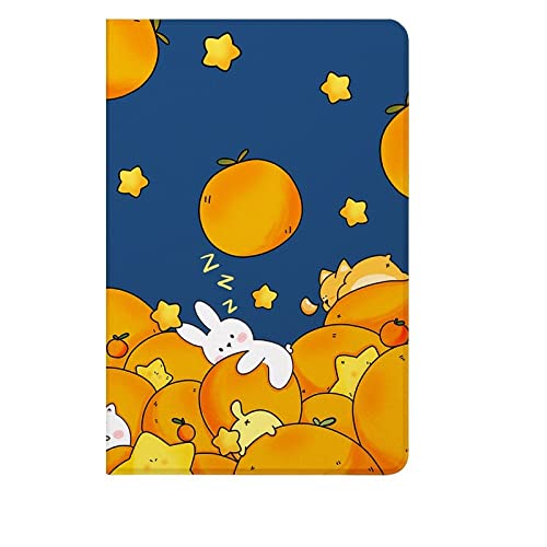 shzrgarts Pu Smart Case Cover Passt Für Amazon Kindle E-Reader Der 7. Generation–Auto Sleep/Wake-Cartoon-Kaninchen Und Gelbe Orangen