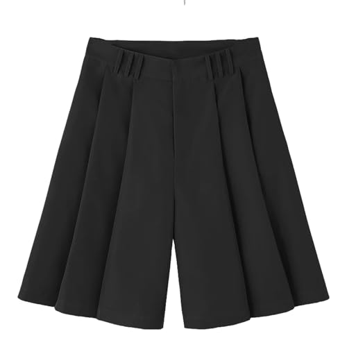 KOGORA Shorts Herren Stil Von Herren Shorts Lose Plissee Design Weitbein Hosen Lässig Streetwear Solid Komfortable Shorts-schwarz-XXL