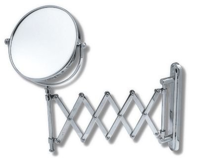 NOVA Exclusiver Badspiegel-Kosmetikspiegel mit beweglichen Arm-Hotelspiegel-Chromsausführung-1:1 Ansicht und 2 Fach Zoom Rückseitig-Novaservice