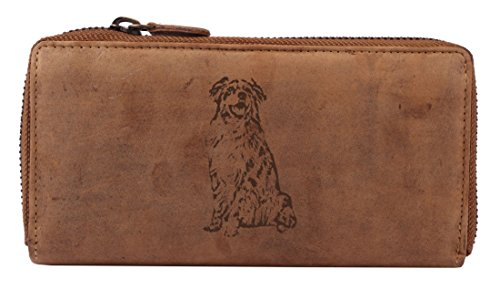Greenburry Damen Portemonnaie aus Leder mit Hunde-Motiv Australian Shepherd l Leder