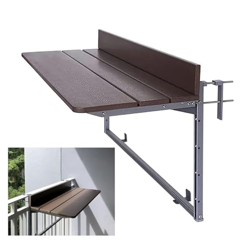 FLYIFE Decktisch Outdoor-Hängeschienentische für Deck, Balkon-Stehtisch für Geländer, Balkongeländer-Hängetisch, klappbarer Balkontisch zum Aufhängen, Verstellbarer Decktisch für Terrasse, Garten