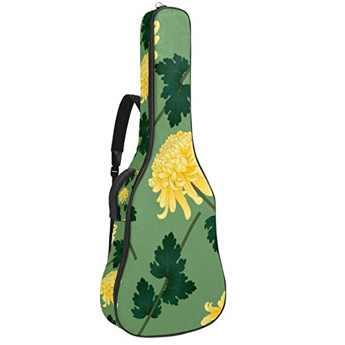 Gitarrentasche mit Reißverschluss, wasserdicht, weich, für Bassgitarre, Akustik- und klassische Folk-Gitarre, Blumengelb