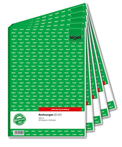 SIGEL SD035/5 Rechnungen, A4, 2x40 Blatt, selbstdurchschreibend, 5er Pack