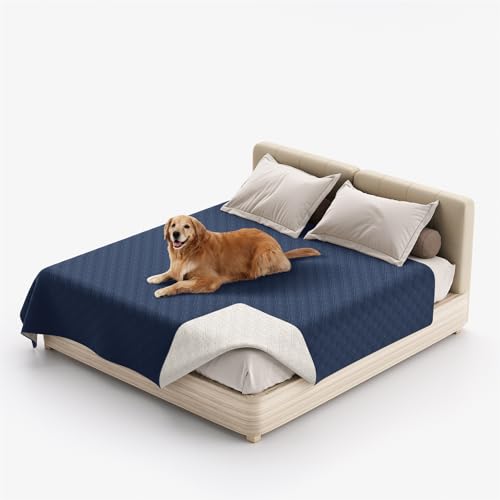 XHDZSW Wasserresistent Hundedecke - wasserdichte Hundedecke für Couch & Bett, Waschbare Haustier-Couch-Abdeckung, rutschfeste Bett Sofa Autositz Möbelschutzmatte (82x102in,Navy Blau)