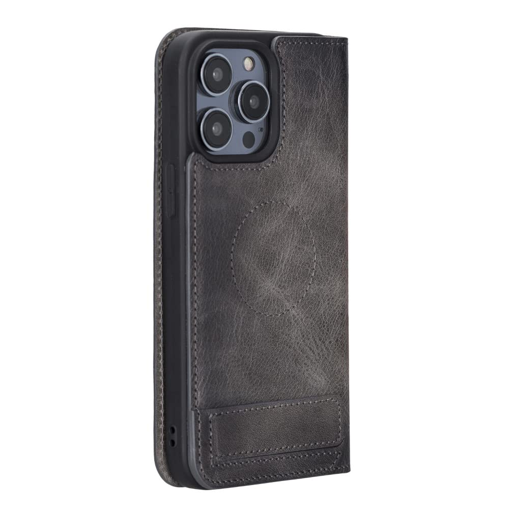 BOULETTA Kompatibel mit iPhone 14 Pro Max Hülle Wallet Magsafe – Echtes Leder magnetische Folio Handyhülle mit RFID-Kartenhalter, 2 Steckplätze 16,7 cm für Männer und Frauen