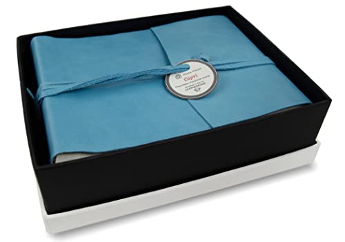 LEATHERKIND Capri Leder Fotoalbum, Small Aeroblau, Inklusive handgefertigten italienischen Box - Handgefertigt in Italien