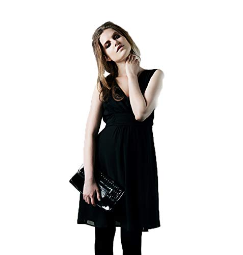 Damen Umstands- Kleid Gerafftes Taillenband Dress Farbe: Medium Blue … (XL (42-44), schwarz (Black))