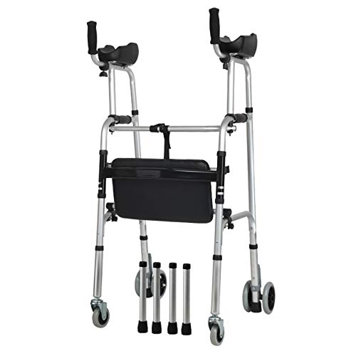 Extra breiter aufrechter Gehwagen für große Senioren, Erwachsene, Frauen, Männer und Behinderte, leichte Gehhilfe für ältere Menschen mit Armlehne, Belastung 180 kg (Größe: Gehhilfe+4 Räder+Sitz)
