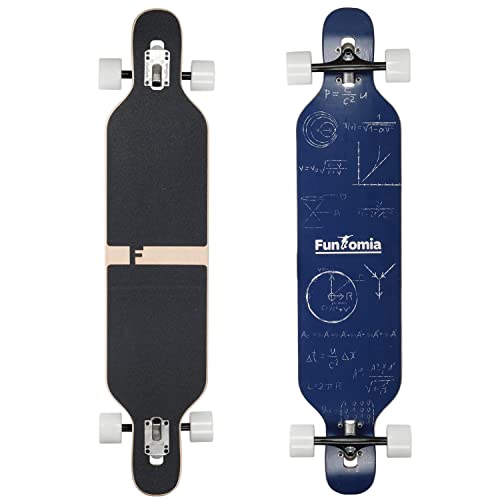 FunTomia Longboard Skateboard Drop Through Cruiser Komplettboard mit Mach1 High Speed Kugellager T-Tool mit und ohne LED Rollen (Flex 2 - 25 bis 84kg - Ahornholz - Farbe Mathe)