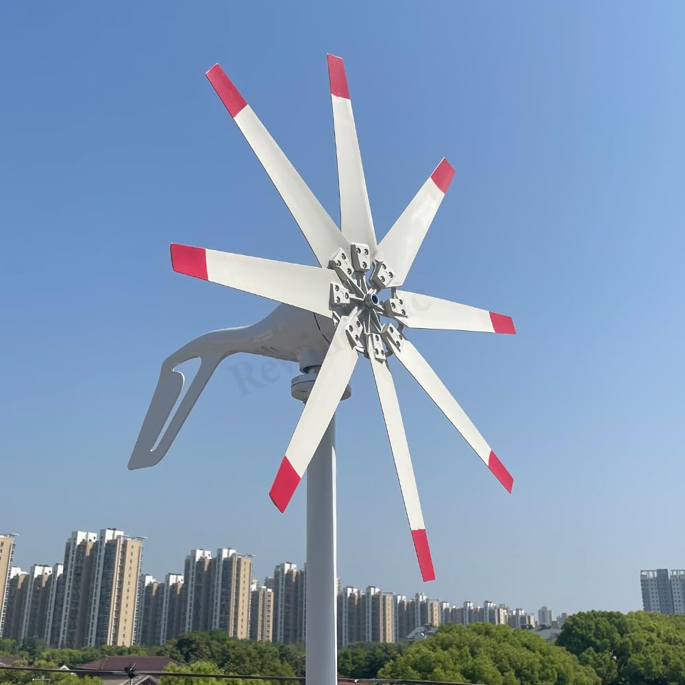 800W Windturbine Windkraftanlage 12V 24V 48V Windgenerator mit MPPT Laderegler 8 Klingen Windräder für Hausgebrauch Yacht Yard Dach Boot Windmühle (48V mit MPPT Regler)