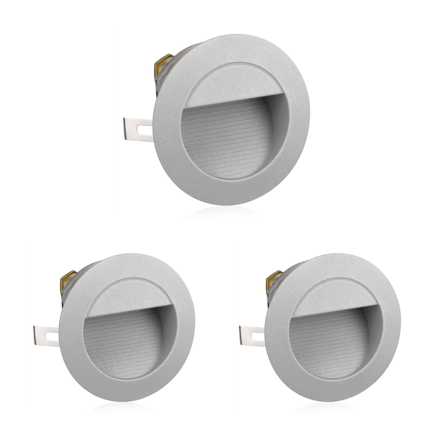 ledscom.de 3 Stück LED Treppenlicht/Wandeinbauleuchte für innen und außen, Downlight, rund, grau, 125mm Ø, warmweiß