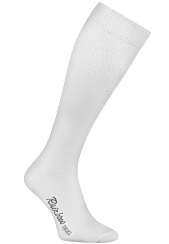 Rainbow Socks - Damen Herren Bunte Baumwolle Kniestrümpfe - 1 Par - Weiß - Größen 39-41