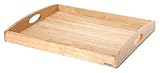 Continenta Tablett aus Gummibaumholz, Frühstückstablett, Holz-Serviertablett, Servierbrett, rechteckig, Größe: 54 x 42 x 5 cm