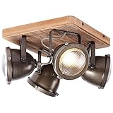 BRILLIANT Lampe Carmen Wood Spotplatte 4flg burned steel/holz | 4x PAR51, GU10, 5W, geeignet für Reflektorlampen (nicht enthalten) | Köpfe schwenkbar