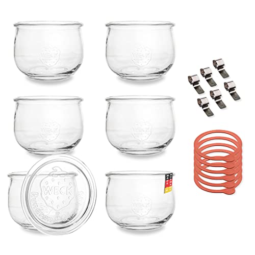flaschenbauer.de WECK 1/2l Einmachglas 500ml Tulpen-Form - verwendbar als Marmeladenglas, Vorratsglas, Konservenglas 6 Stück