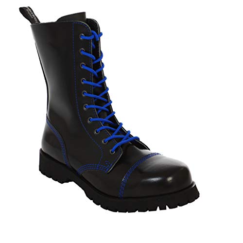 Boots & Braces - 10 Loch schwarz mit blauer Naht Stiefel Rangers