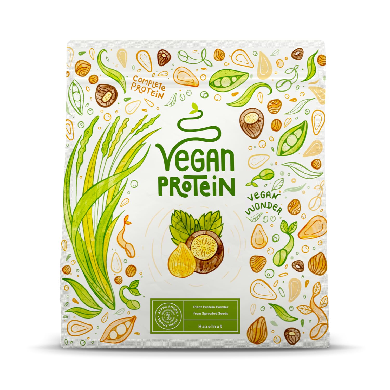 Veganes Proteinpulver - 600g Haselnuss Eiweißpulver - 21g Protein (auf 30g) - Premiumqualität Vegan Protein Shake - Whey Ersatz - Aus Reis, Erbsen, Sonnenblume & Kürbiskernen
