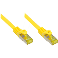 Good Connections RJ45 Ethernet LAN Patchkabel mit Cat. 7 Rohkabel und Rastnasenschutz RNS, S/FTP, PiMF, halogenfrei, 500MHz, OFC, 10-Gigabit-fähig (10/100/1000/10000-Base-T Ethernet Netzwerke) - z.B. für Patchpanel, Switch, Router, Modem - gelb, 15 m