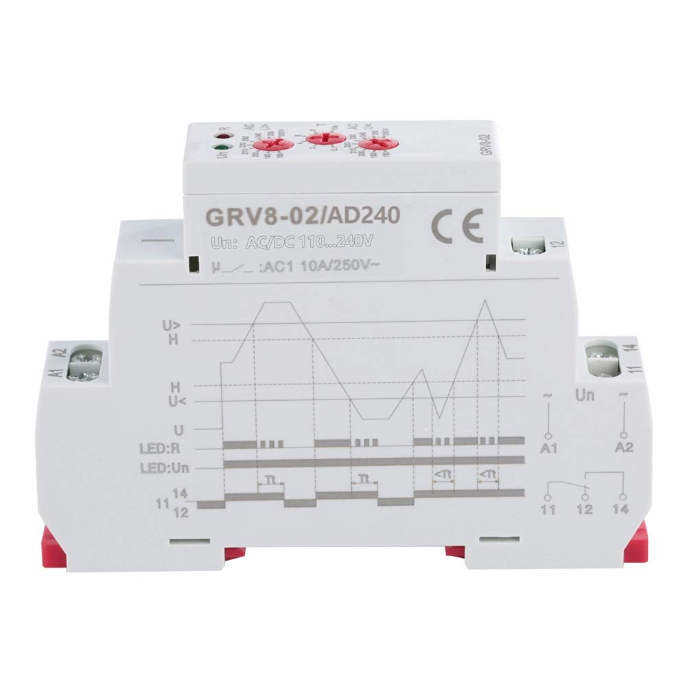 Spannungsüberwachungsrelais, GRV8-02 Einphasiges Spannungsüberwachungsrelais für Elektrische Betriebsmittel oder Kompressoren, Not- / Notstrom-Schaltsteuerung(GRV8-02/AD240)
