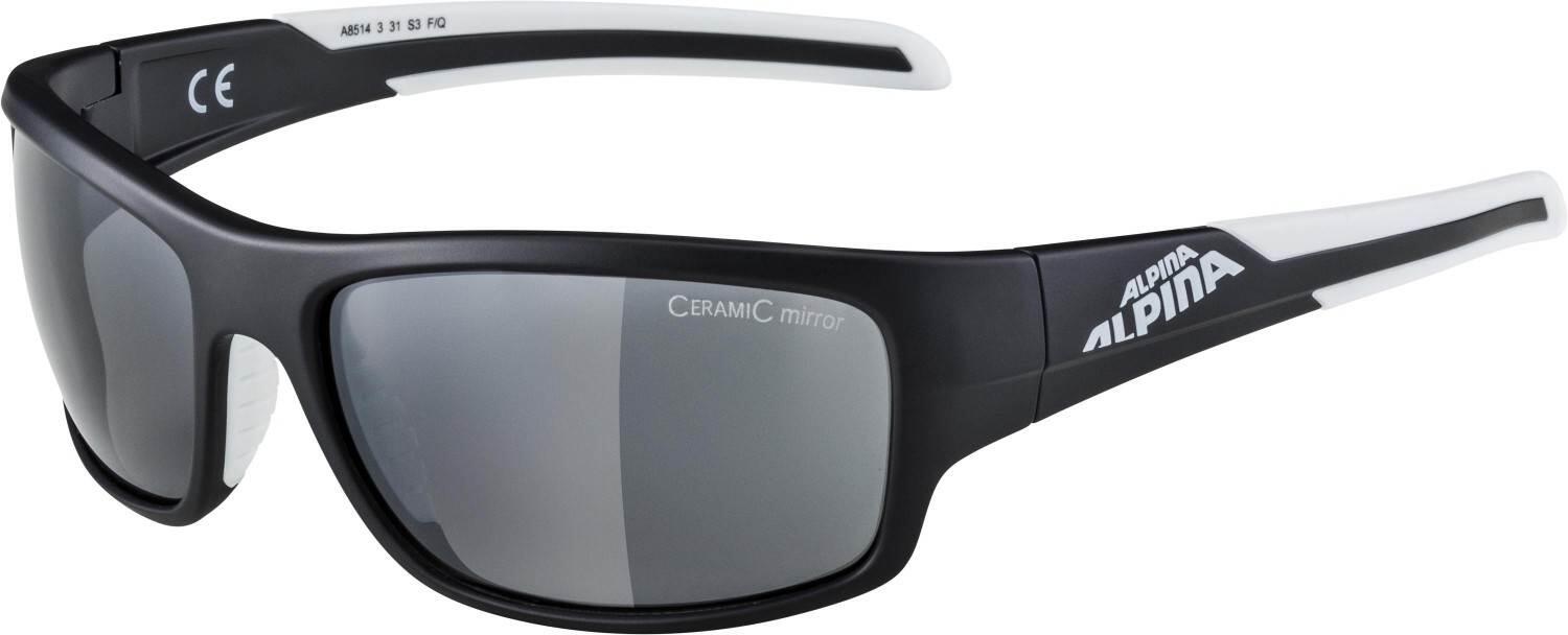 Alpina Testido Sportbrille (Farbe: 331 black matt/white, Ceramic mirror, Scheibe: black mirror (s3))
