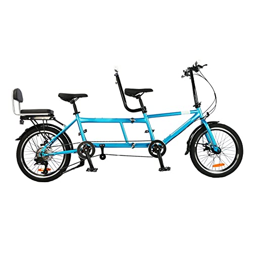 Tandem-Fahrrad, klassisches Tandem-Fahrrad für Erwachsene am Strand, zusammenklappbares Tandem-Fahrrad mit 50,8 cm (20 Zoll), Dreisitzer, 7 Gänge, verstellbar