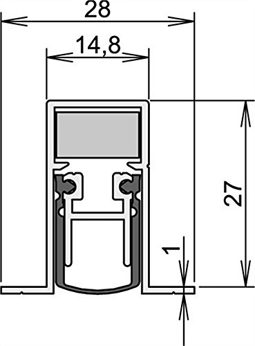 Athmer Türdichtung Schall-Ex DUO® L-15/28 OS 1083 mm kürzbar