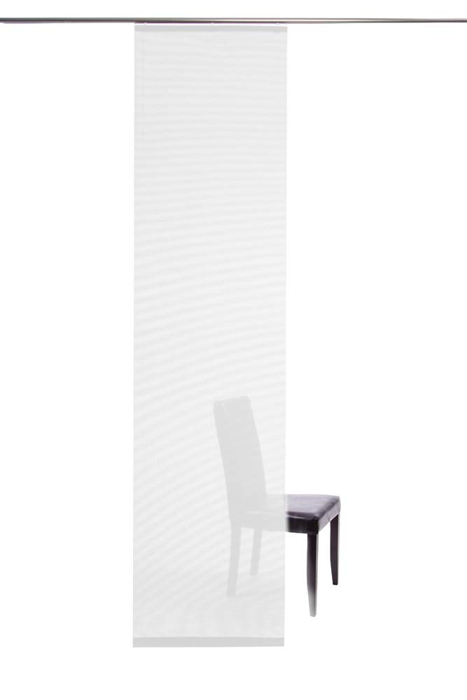 Homing halbtransparenter Flächenvorhang Uni Schiebegardine Weiß | Wohnzimmer Schlafzimmer Kinderzimmer 245 x 60 cm(1Stück)