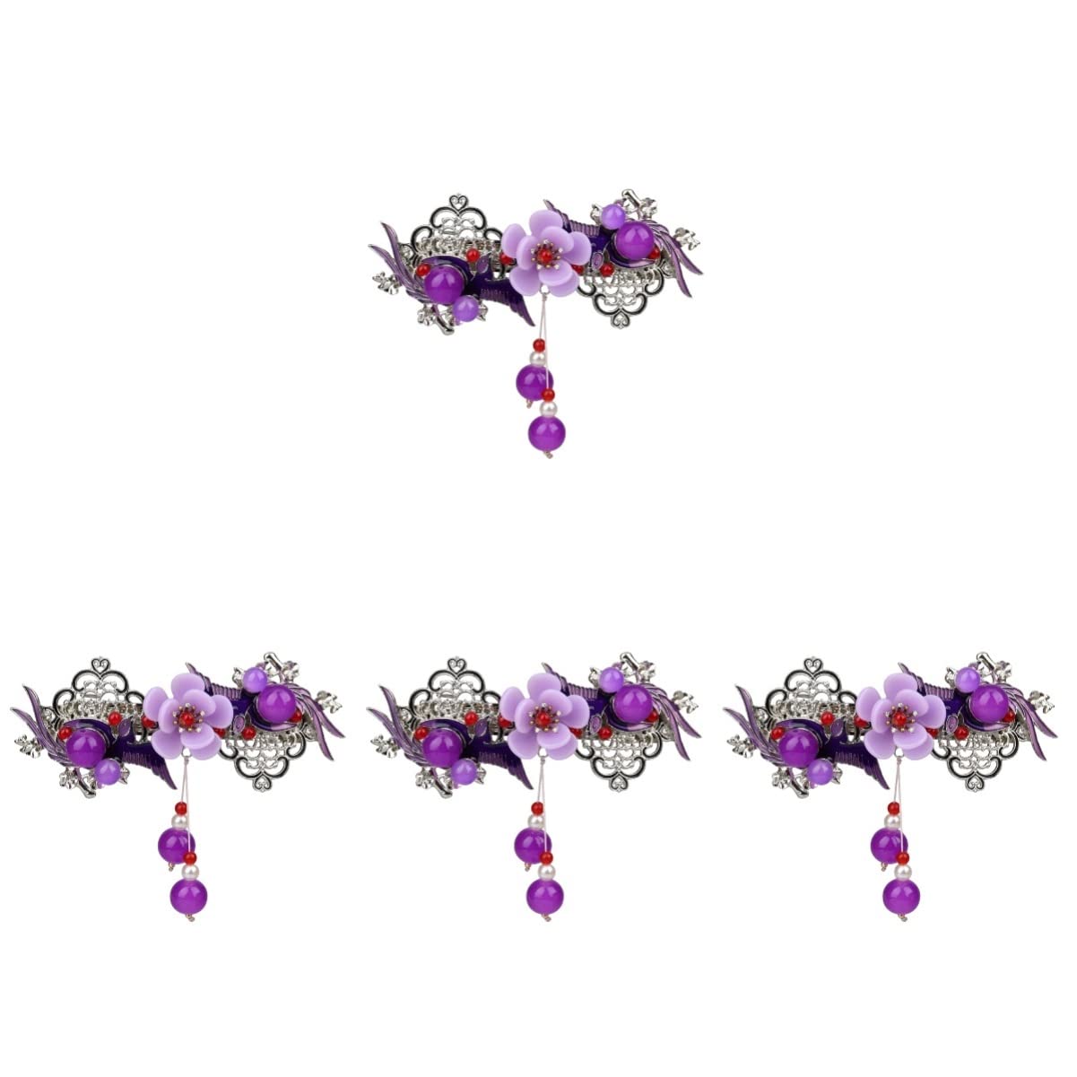 SHUBIAO 6 Stück Vintage Dekorative Blume Blume Haarspangen for Frauen Dekorative Haarspangen Haarschmuck for Frauen Haarspange Quaste Haarspangen (Color : Purplex3pcs, Size : 8.6X3.8X2.5CMx6pcs)