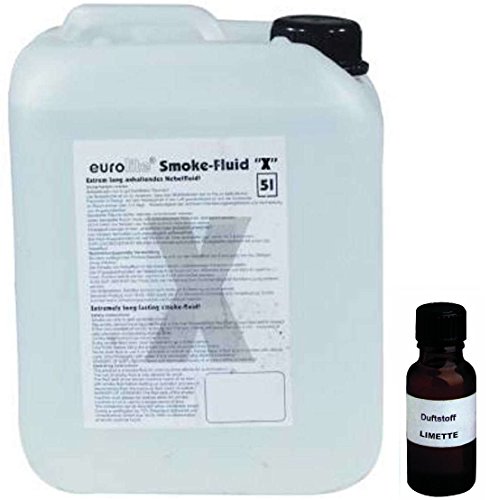 5 Liter Eurolite X (Extrem A2) Nebelfluid + 20 ml Duftstoff Limette-Zitrone , Smoke-Fluid, Nebel-Fluid-Flüssigkeit für Nebelmaschine