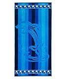 Gözze - Strandtuch, Delphin Design mit Motiven, 100% Baumwolle, 90 x 180 cm - Blau