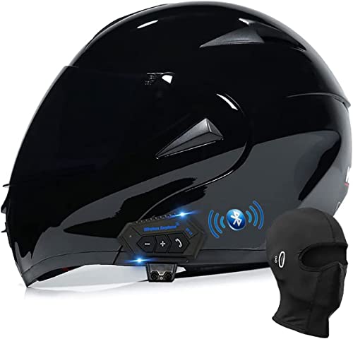 Klapphelm Bluetooth Integrierter Motorradhelm Mit Sonnenblende Modulare Integralhelm DOT/ECE Zertifiziert Mit Eingebautem Mikrofon Für Herren & Damen Bluetooth Klapphelm 1,XS