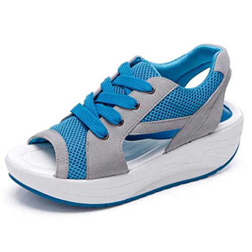 Solshine Damen Netz Atmungsaktiv Sandalen Turnschuhe Laufschuhe Offene Zehen Sneakers 40 EU / 6 UK / 7.5 US blau
