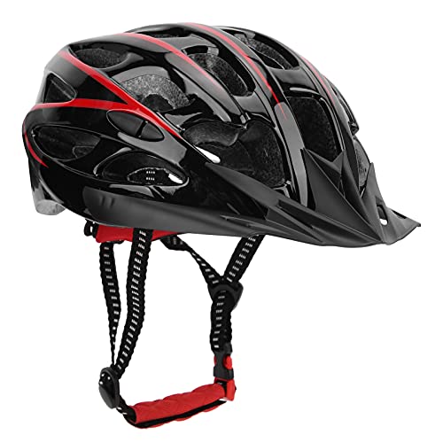 Fahrradhelm, Ultraleicht-Fahrradhelm Verstellbarer Fahrradhelm für Erwachsene Modischer Fahrradhelm Geeignet für Herren Damen(Schwarz Rot) Fahrradschutz