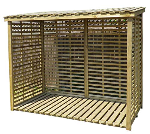 Gartenpirat Kaminholzregal XXL mit Rückwand für 3,8 m³ Brennholz Holzlager groß außen
