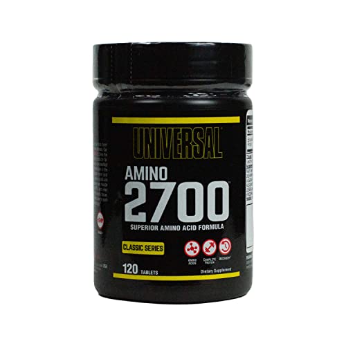 Universal Nutrition AMINO 2700 enthält hochwirksame Aminosäurergänzung in L-Form & peptidengebundene Aminosäuren, für den Aufbau von Kraft & Erhöhung der fettfreien Muskelmasse, 120 Tabletten